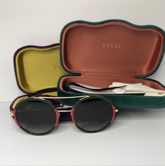 New - 💯 Original GUCCI Green Gradient Round Ladies Sunglasses GG0061S 003 - Picture 10 of 16